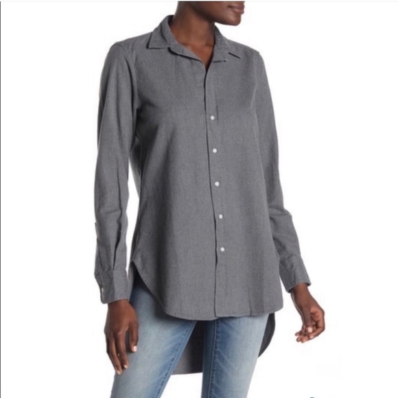 Frank & Eileen Grayson Cotton Oversized Long Length Flannel Button Front Shirt - Picture 2 of 10